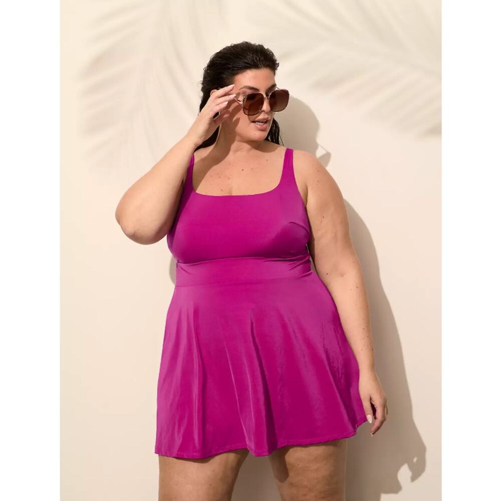 Swim by Cacique No-Wire Scoop-Neck Swim Dress Swimsuit Size 20 Spicy Orchid